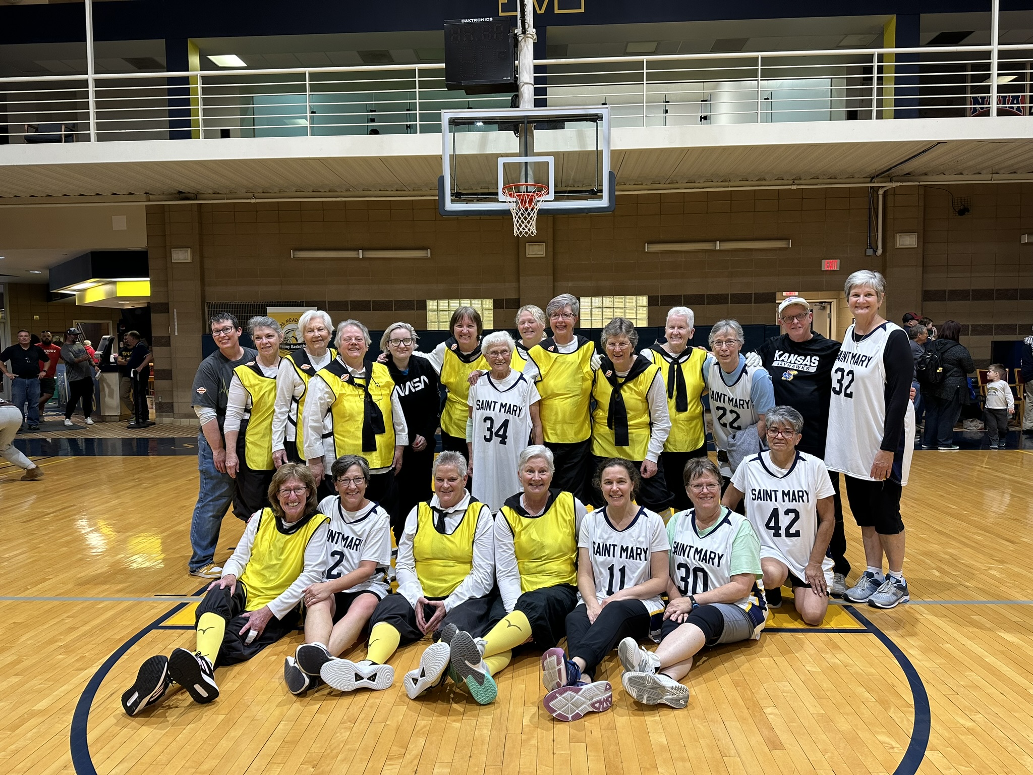 picture of the Sisters of Charity and Granny Basketball players for a fundraiser.